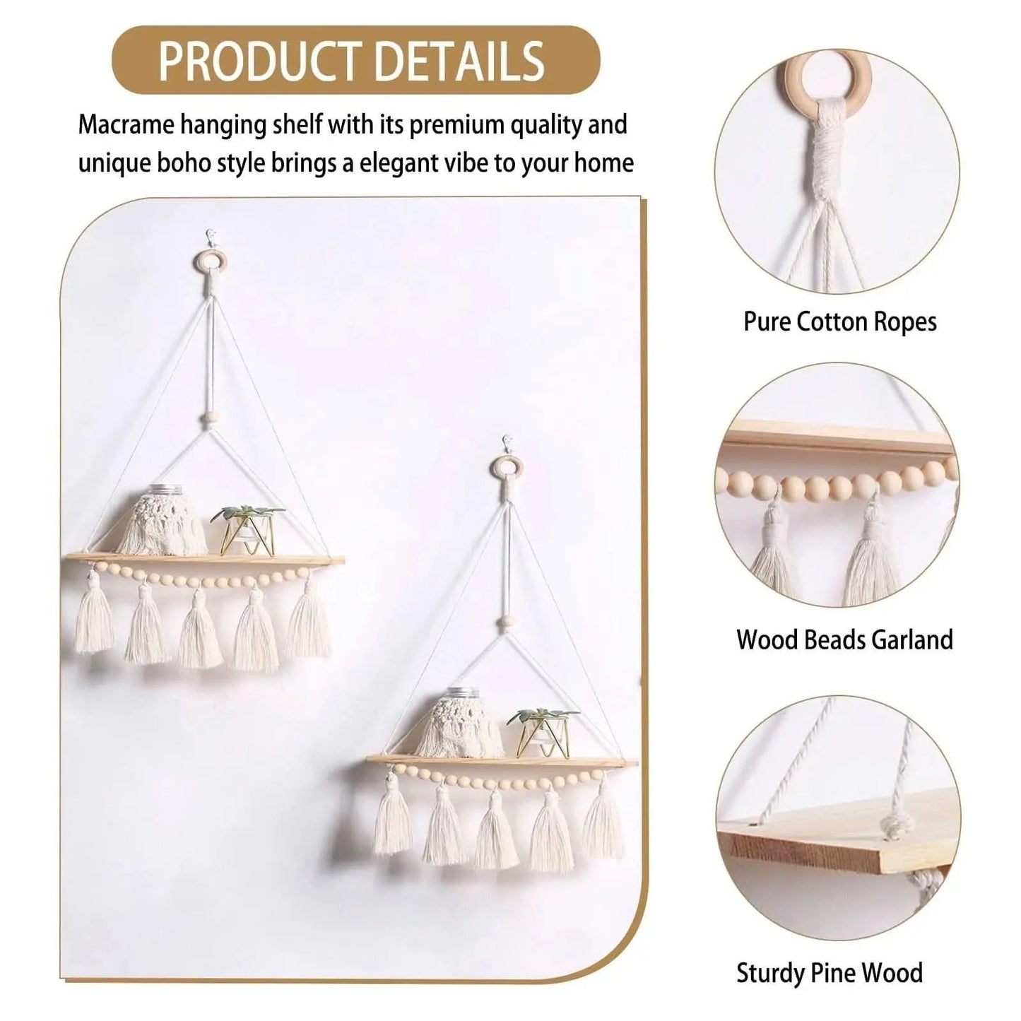 Macrame Wall Hanging Shelf