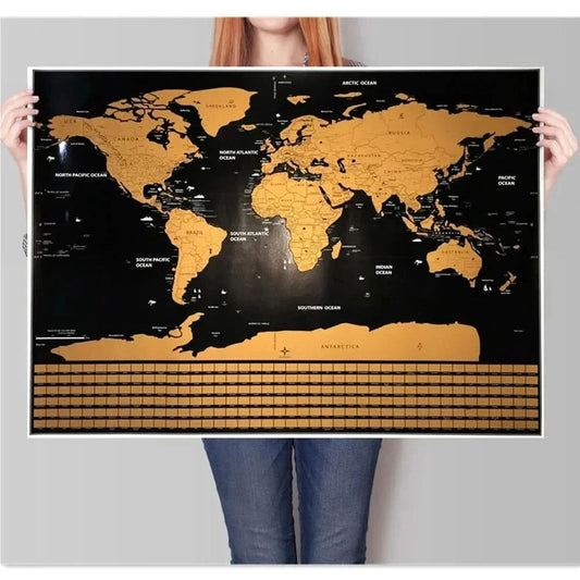 Deluxe Scratch-Off World Map with Flags & Cities